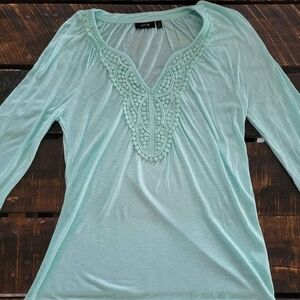 Apt. 9 Women's Aqua Embroidered Blouse